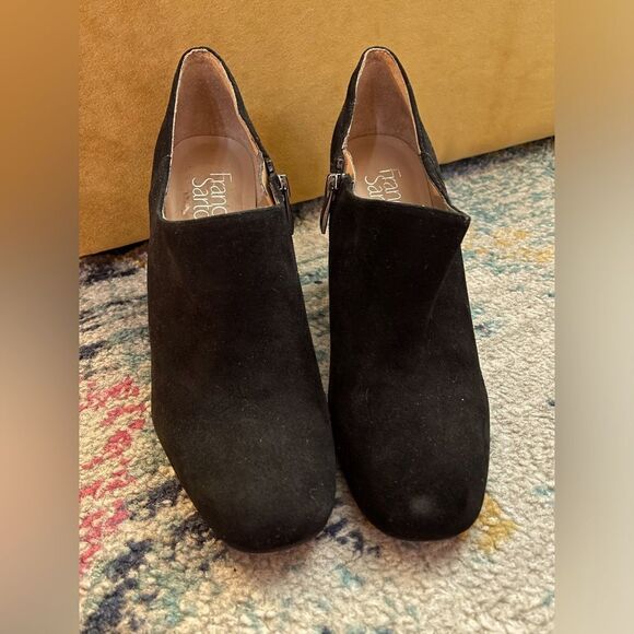 Franco Sarto Bassett Bootie Black Block Heels Size 8 - Picture 3 of 8